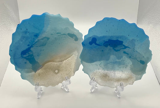 Large Beach Coasters with scalloped edges, set of 2