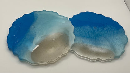 Large Beach Coasters with scalloped edges, set of 2