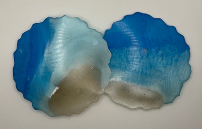 Large Beach Coasters with scalloped edges, set of 2