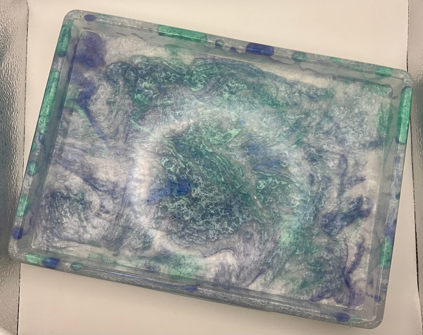 Green and Blue Swirl Tray