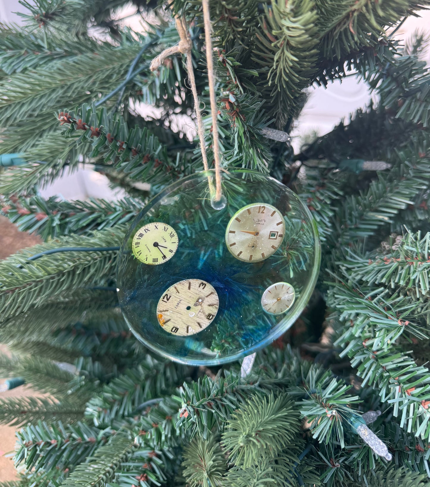 Green and Blue Swirl Watch Dial Ornament