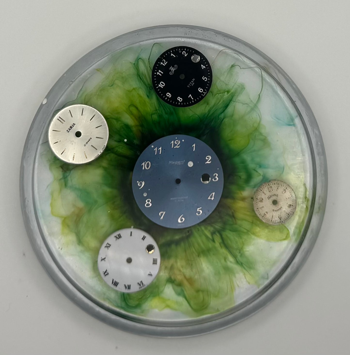 Green Splash Watch Dial Coaster With Raised Edges