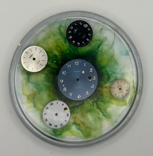 Green Splash Watch Dial Coaster With Raised Edges