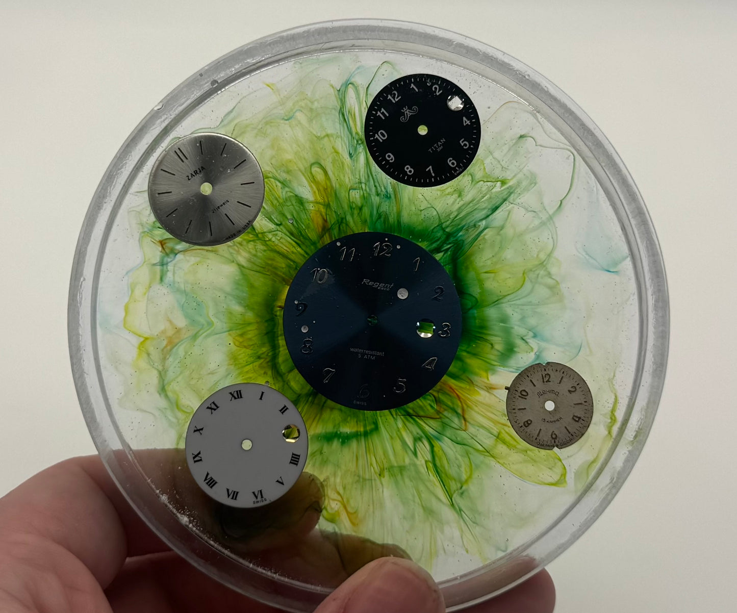 Green Splash Watch Dial Coaster With Raised Edges
