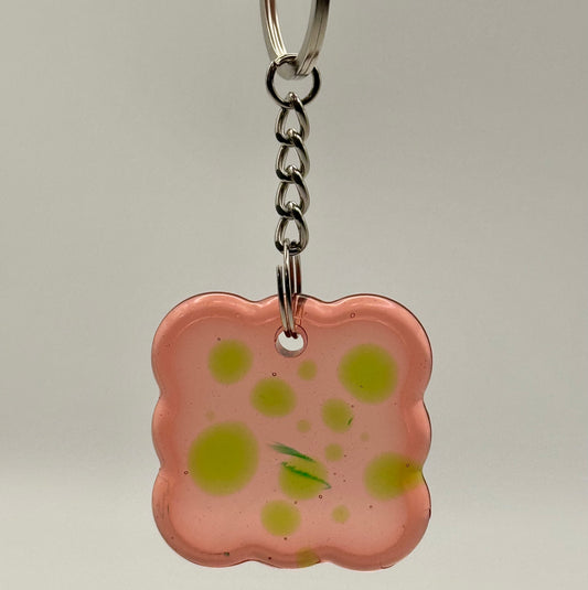 Pink with Green Spots Keychain