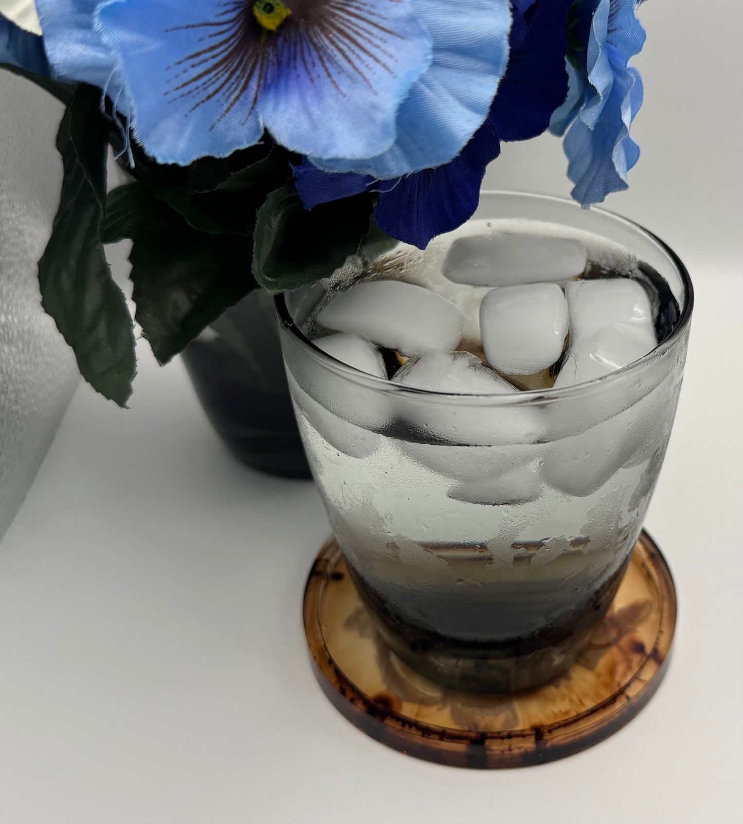 Set of 2 Coffee Swirl Coasters with Raised Edges