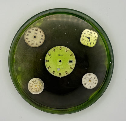 Green Watch Dial Coaster With Cork Backing