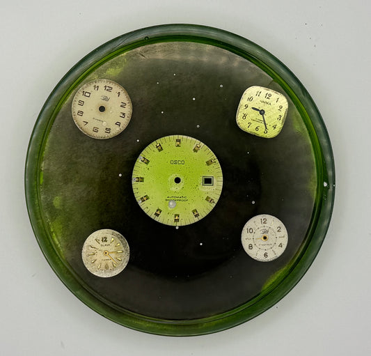 Green Watch Dial Coaster With Cork Backing