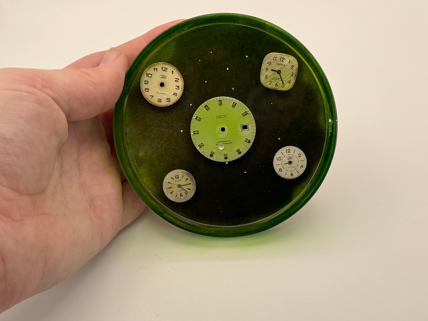 Green Watch Dial Coaster With Cork Backing