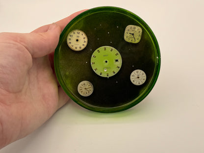 Green Watch Dial Coaster With Cork Backing