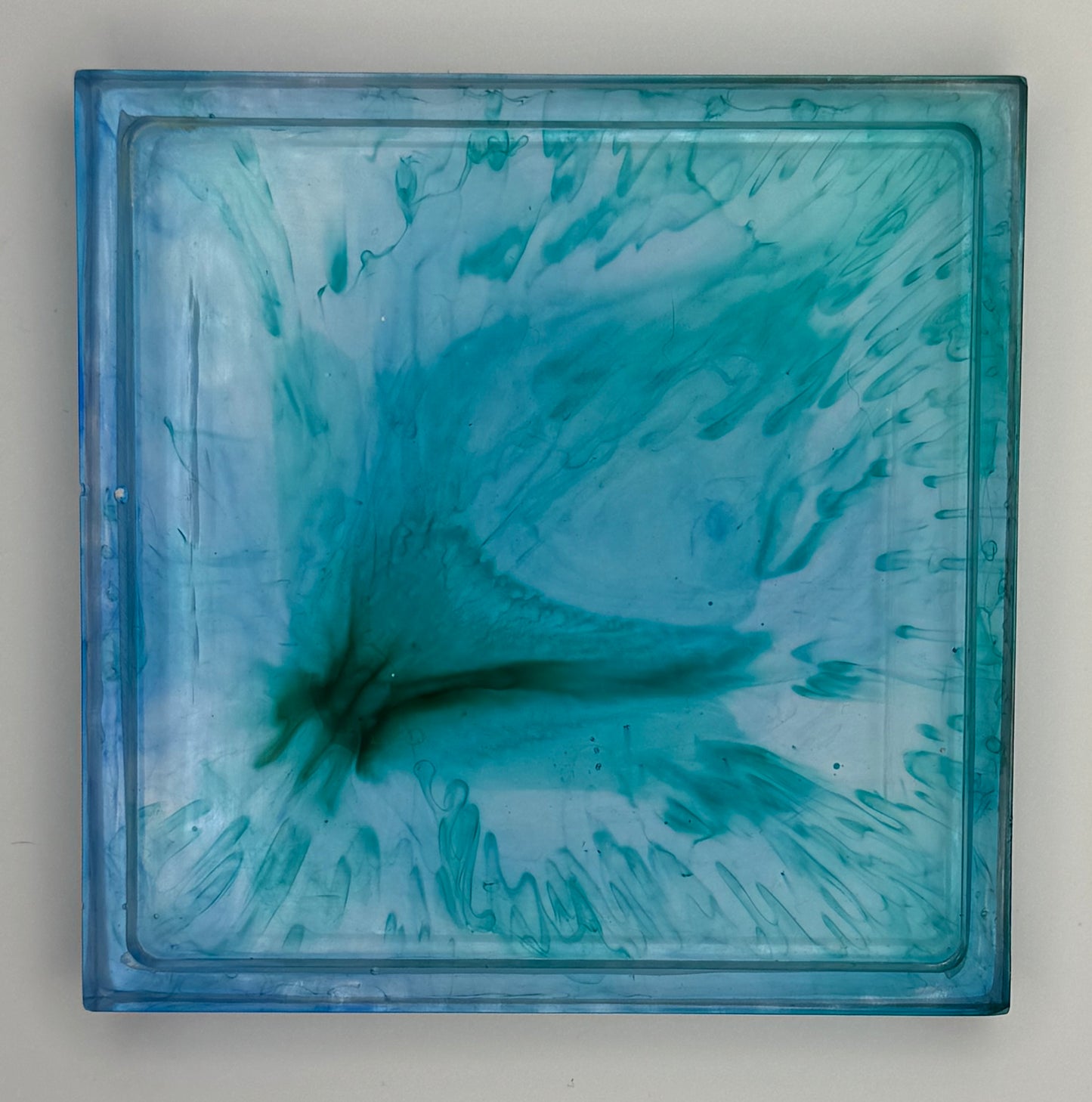 Blue and Green Swirl Coaster with Raised Edges