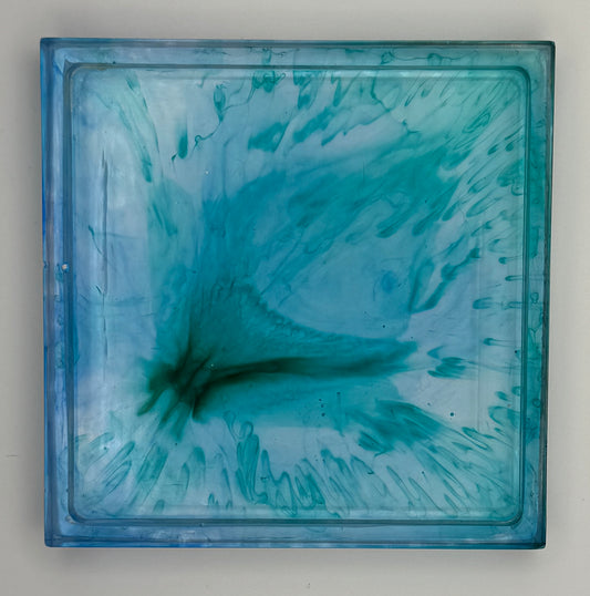Blue and Green Swirl Coaster with Raised Edges