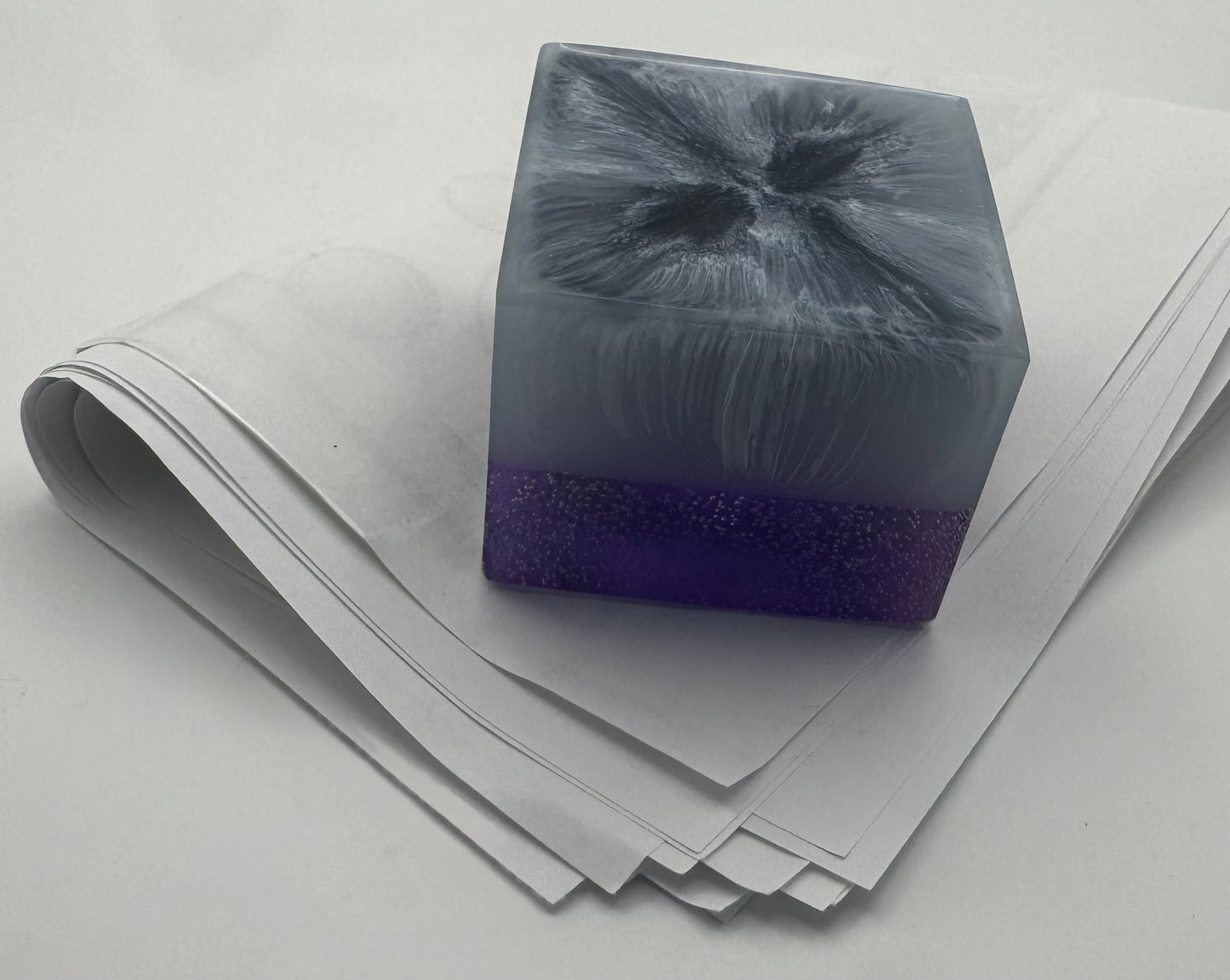 Purple and Black and Gray Swirl Paperweight